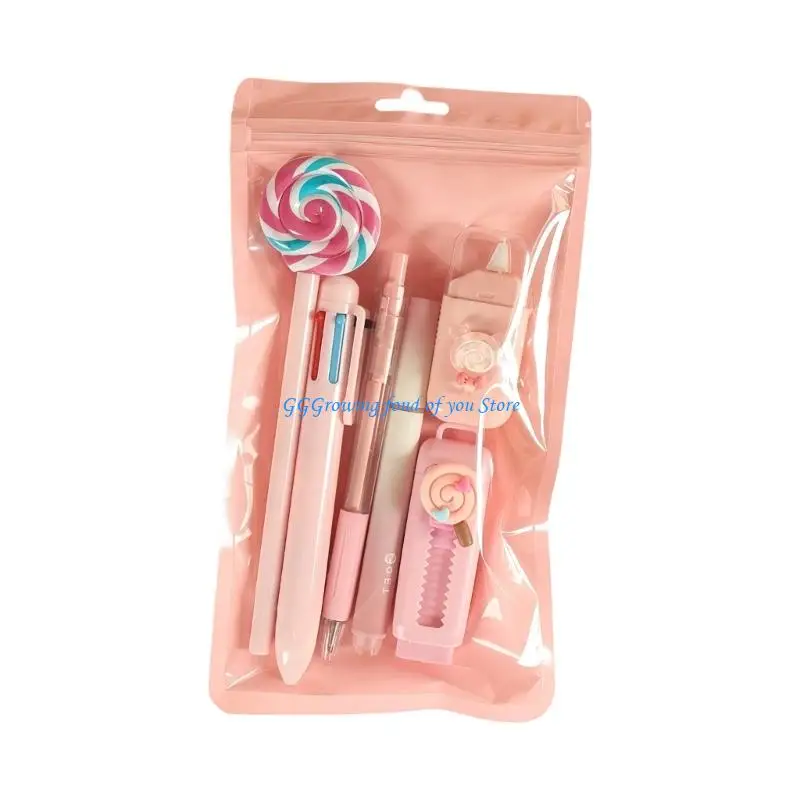 

H9EB Candy Shaped Student Stationeries Including Multicolored Pen Erasers Gel Pen