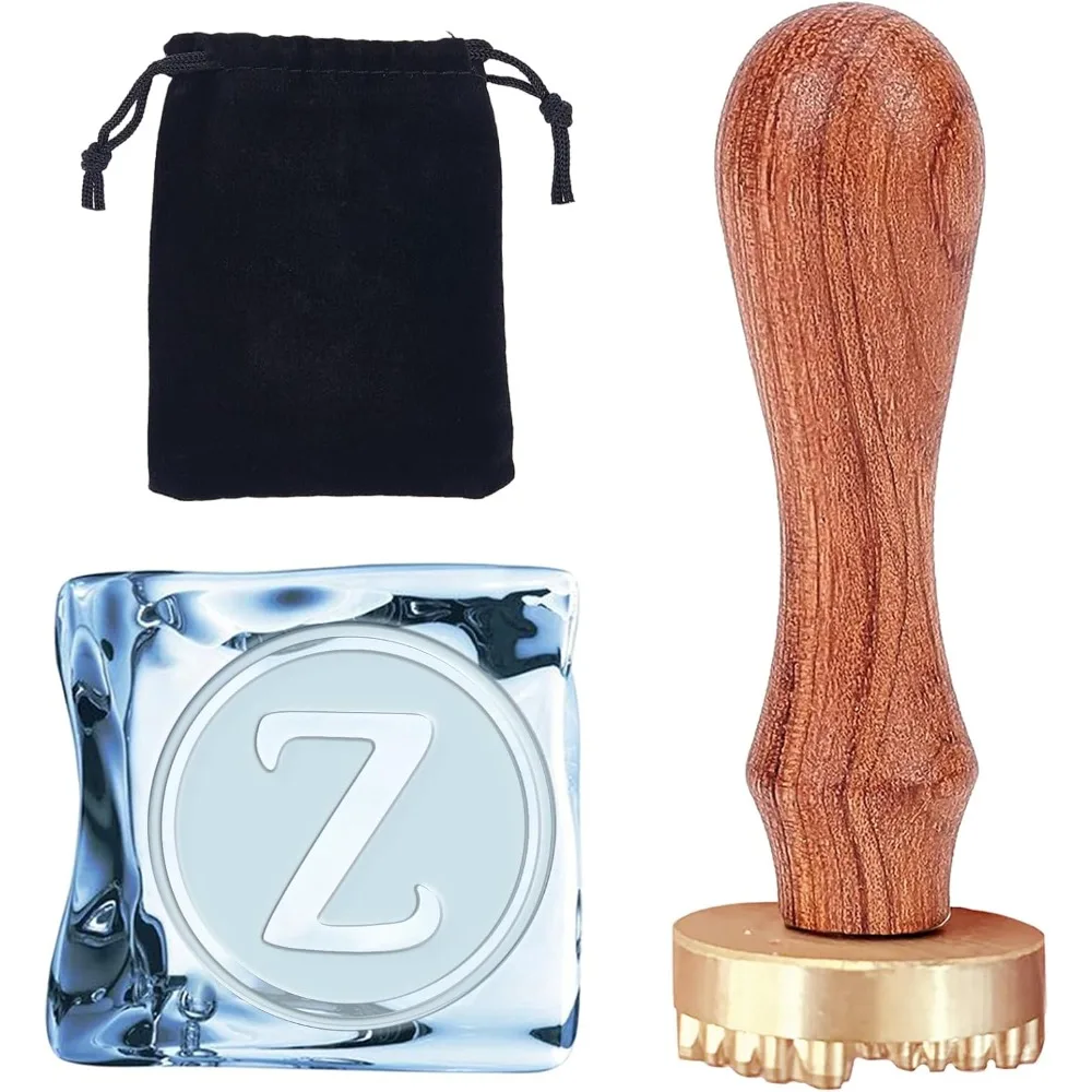 

Letter Z Ice Stamp Initials Ice Cube Stamp 1.2inch with Removable Brass Head Replacement Wood Handle Ice Branding Stamp