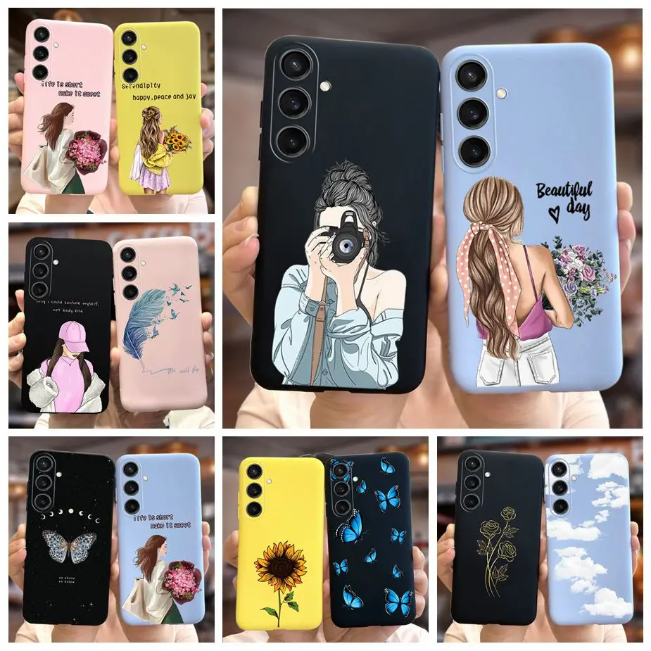 For Samsung Galaxy A55 5G Case SM-A556B Pretty Cartoon Girls Cover Soft Silicone Phone Case For Samsung A55 A 55 5G Fundas Coque