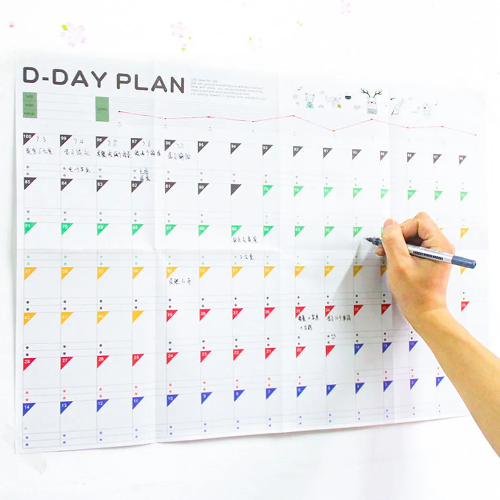 12Pcs 100 Day Countdown Planner Table Periodic Planner for Study Work Schedule Learning Supplies Student Stationery Planning