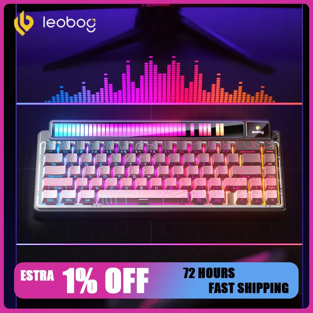LEOBOG AMG65 Mechanical Keyboard Dual Screen Tri Mode Wireless Gasket Hot-swappable RGB Long Battery Life Gaming Keyboard Gift