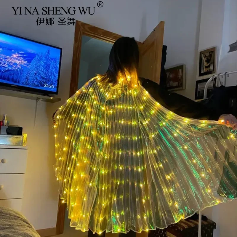

LED Isis Wings Colorful LED Butterfly Wings With Telescopic Sticks Glowing Light Up Costume Performance Clothing For Stage Party
