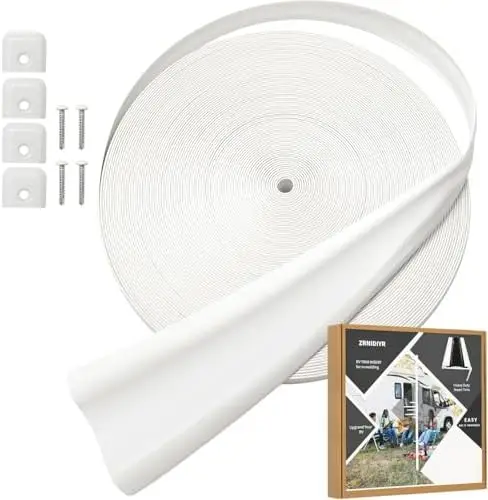 

Premium White RV Trim Molding – 50ft, 7/8" Width w/ End Caps & Screws – Weatherproof Exterior Trim