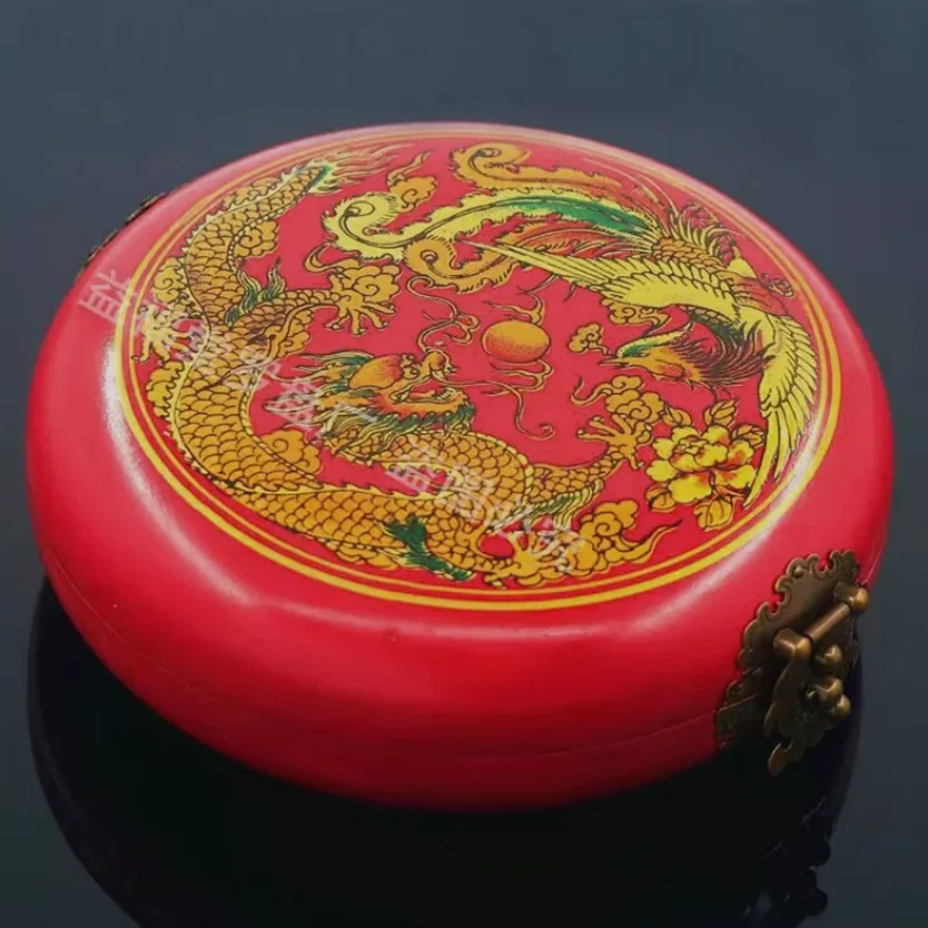China Antique compass feng shui crafts precise Dragon phoenix Lacquer Box 15.5cm