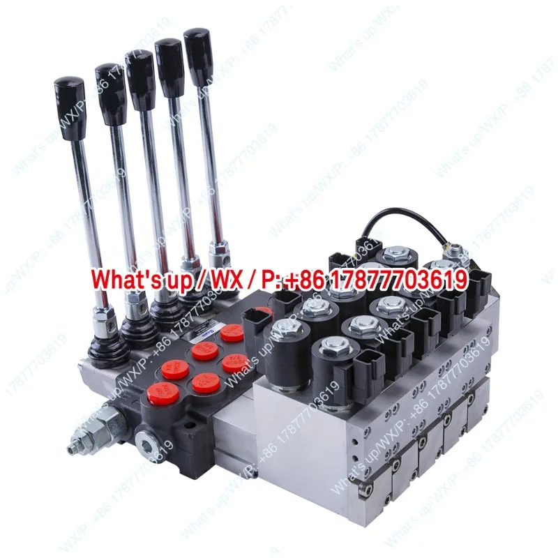 Electric hydraulic single block directional control valve 40-120lpm 7 spool joystick hydraulic oil pressure electric control