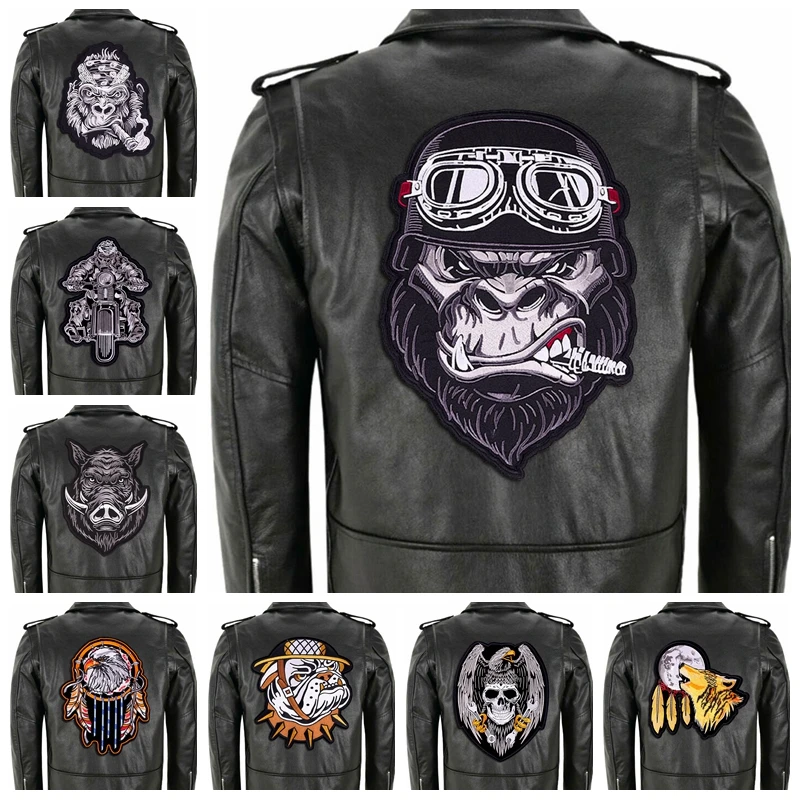 Large Punk Rock Patch Iron On Patches On Jacket Motorcycle Biker Embroidered Patches For Leather Jacket DIY Sewing/Fusible Badge