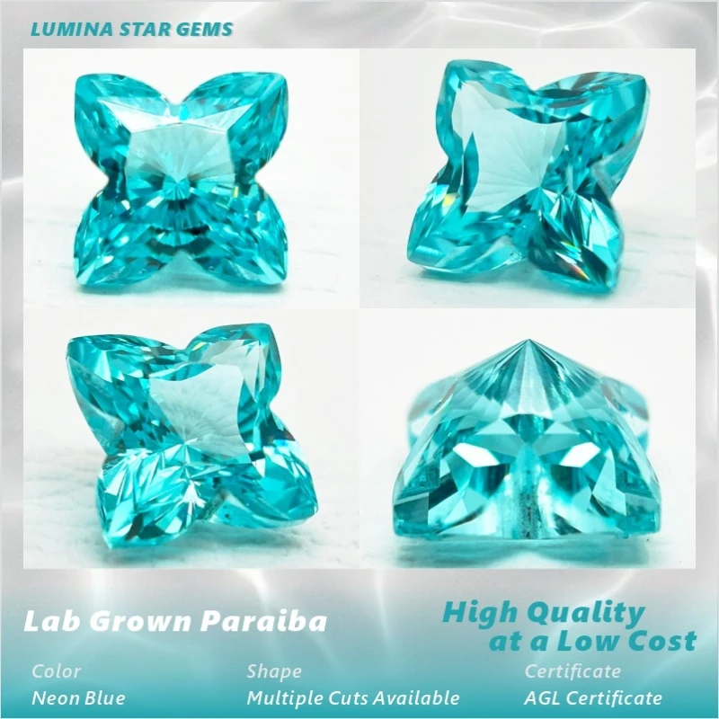 

lab Grown Paraiba Gemstone for DIY Jewelry Making Ring Necklace Inlay Quincunx Shape lab Created Paraiba Tourmaline AGL