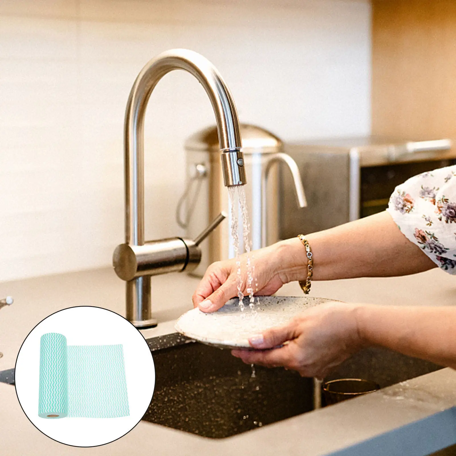 50Pcs Kitchen Dish Cloth Roll Heavy-Duty Cleaning Rags Gentle on Tableware Fast-Drying Dish Cloths for Pots Plates Countertops