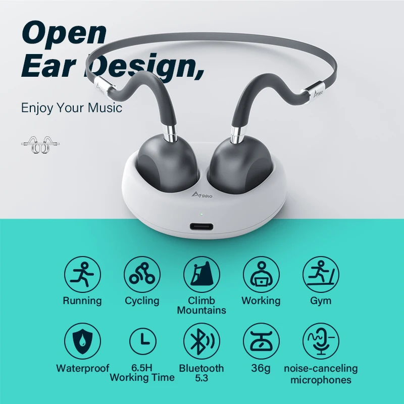 

iKKO Bone Conduction Wireless Headphones Bluetooth 5.3 Sports Earphones Waterproof With Microphone