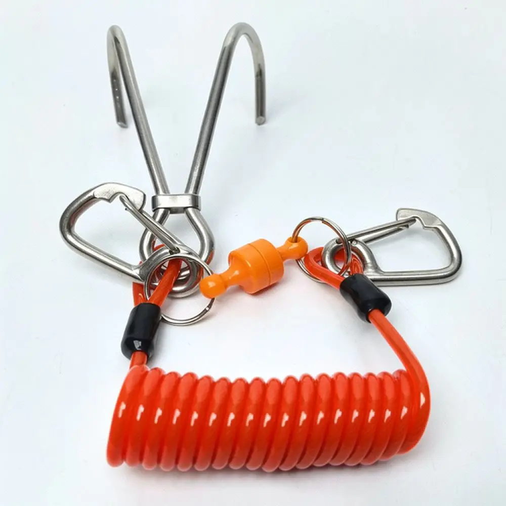 Scuba Diving Double End Hook Drift Reef Hook For YEXIZE Stainless Steel Magnetic Holder Elastic Lanyard Underwater Safety Tool