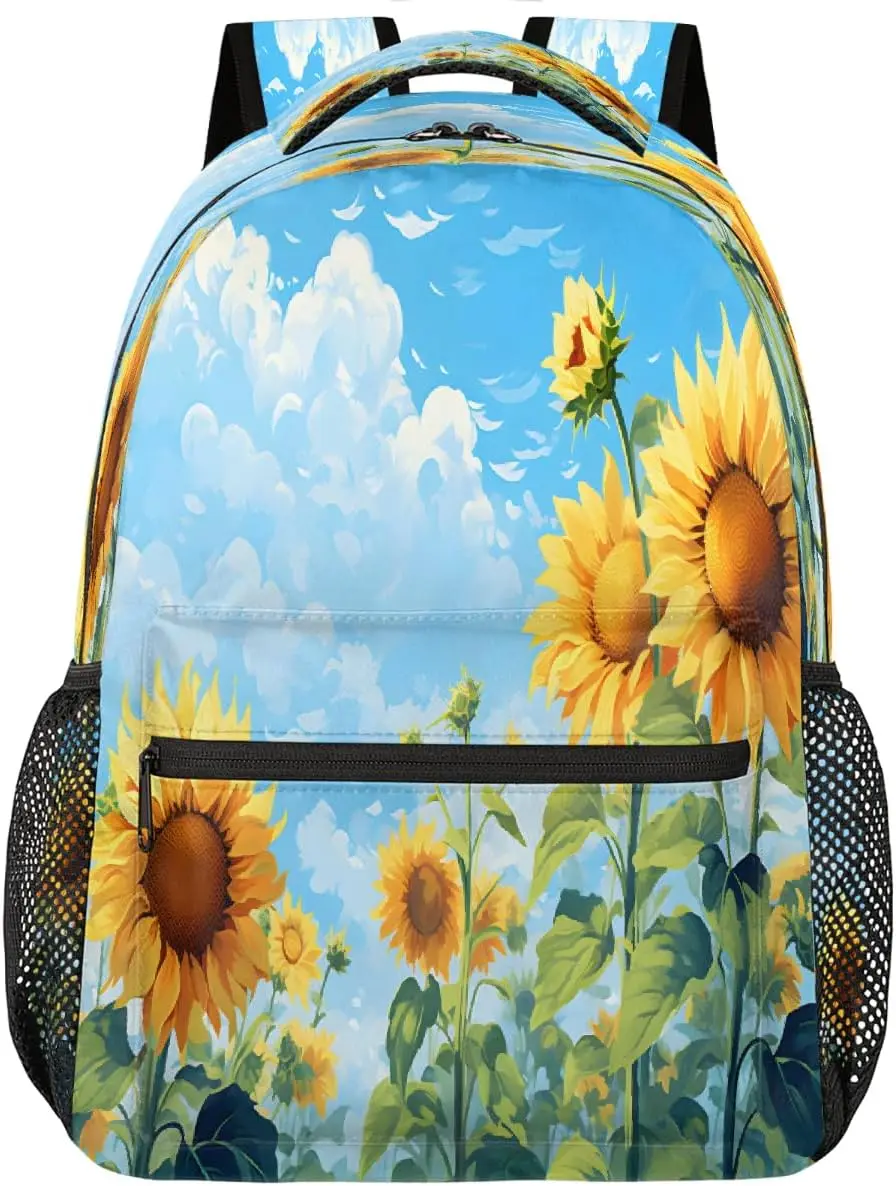 

Beautiful Sky Sunflowers Backpack Laptop Backpacks Casual College Travel Bag Hiking Daypack for Women Men