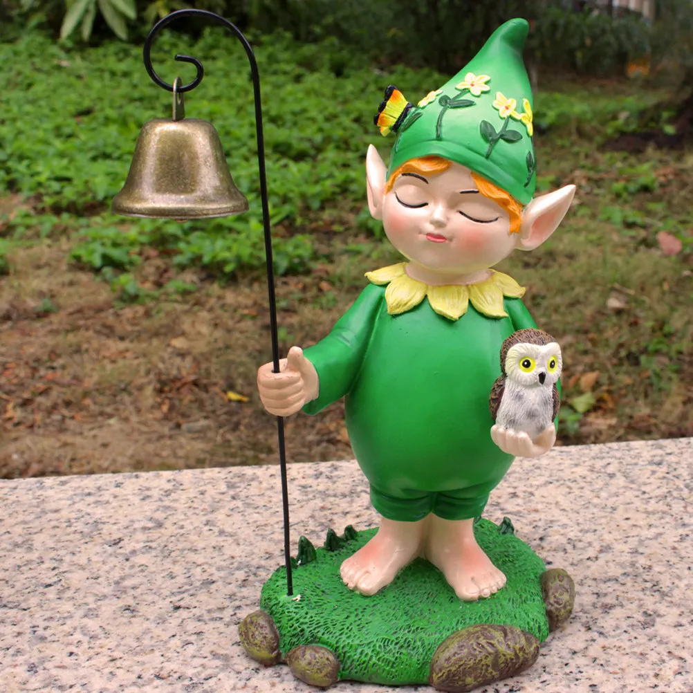 Adorable Resin Elf Statue Garden Decoration Small Desktop Ornament Yard Decor Landscaping Prop Fairy Tale Theme Resin Sculpture