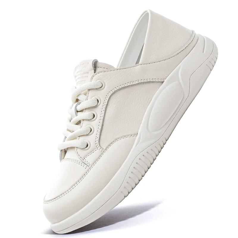 

Женские мягкие лоферы из натуральной кожи, винтажные белые кеды на плоской подошве, весна-лето, повседневная обувь, двойное использование, новая мода 2026