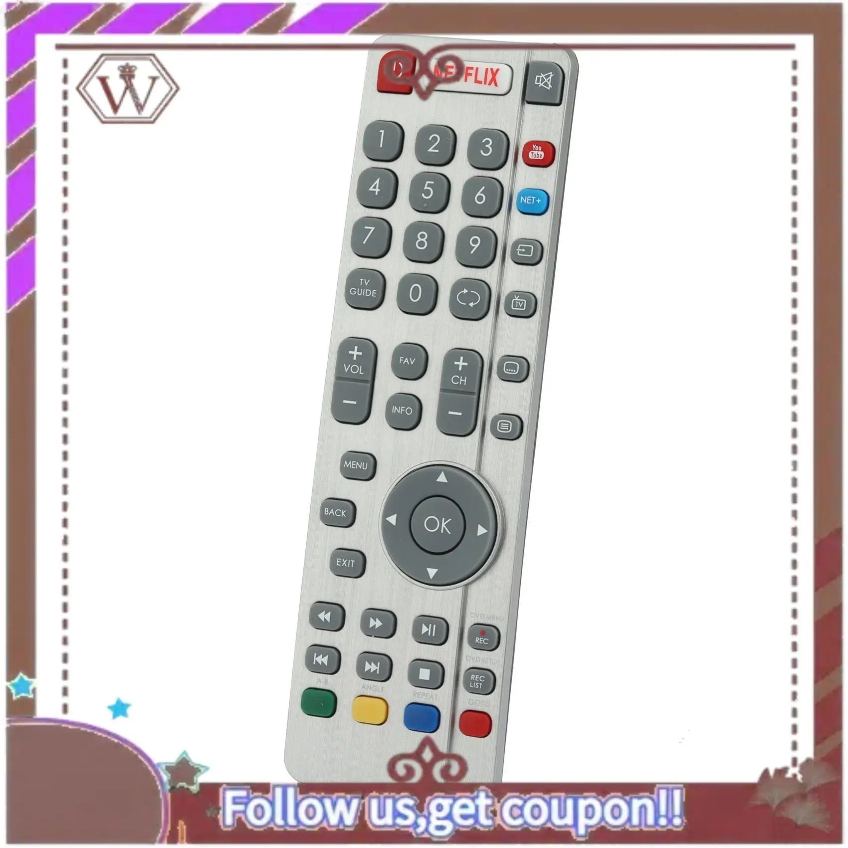 جهاز التحكم عن بعد ABBG-RF SHWRMC0116 لتلفزيون SHARP Aquos الذكي LED مع أزرار Netflix للتحكم في Fernbedienung