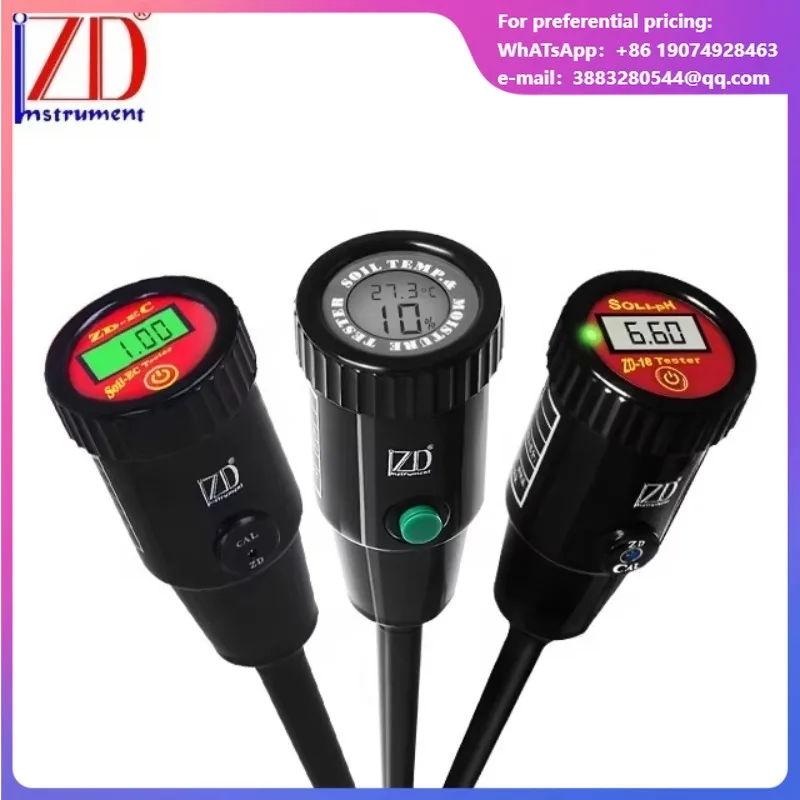 Portable 3-in-1 Digital Soil PH EC Temperature Meter Moisture Nutrient Fertility Tester LCD Backlight IP57 Protection 0.2pH