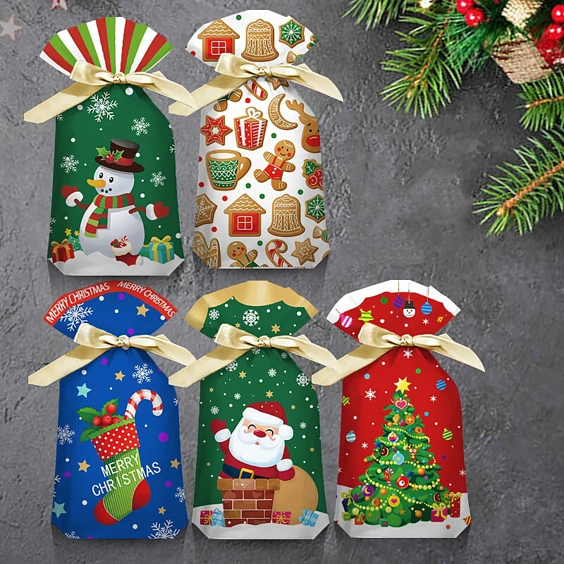 Weihnachts-Süßigkeitentasche, Kordelzugtasche mit Kabelbindern, geeignet für Weihnachtsgeschenke, Weihnachtsdekorationen, Partyzubehör. – Detail 5