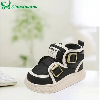 Claladoudou รองเท้าบูทลุยหิมะสำหรับเด็กทารก, รองเท้าเด็กหญิงเด็กชายไมโครไฟเบอร์รองเท้าฤดูหนาวรองเท้าเด็กอบอุ่น