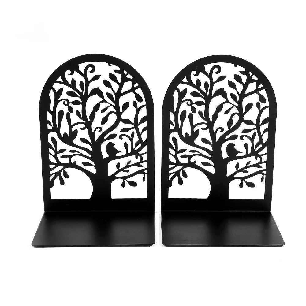 Imagem -02 - Black Tree of Life Metal Bookends Heavy Duty Desk Top Home Bookends Amantes do Livro Material de Escritório Livros de Armazenamento