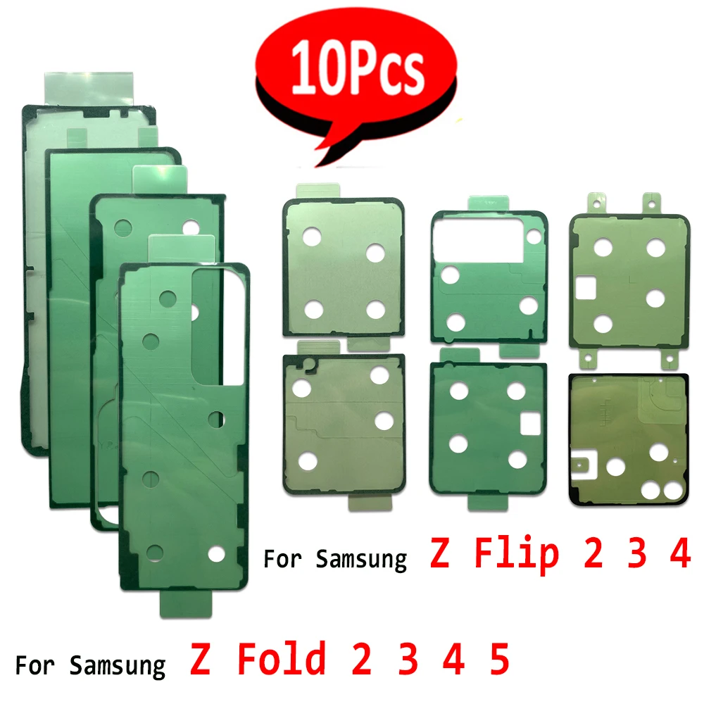 10 buah, kembali pita perekat tahan air untuk Samsung Z lipat Flip 2 3 4 5 penutup belakang stiker lem penggantian suku cadang perbaikan