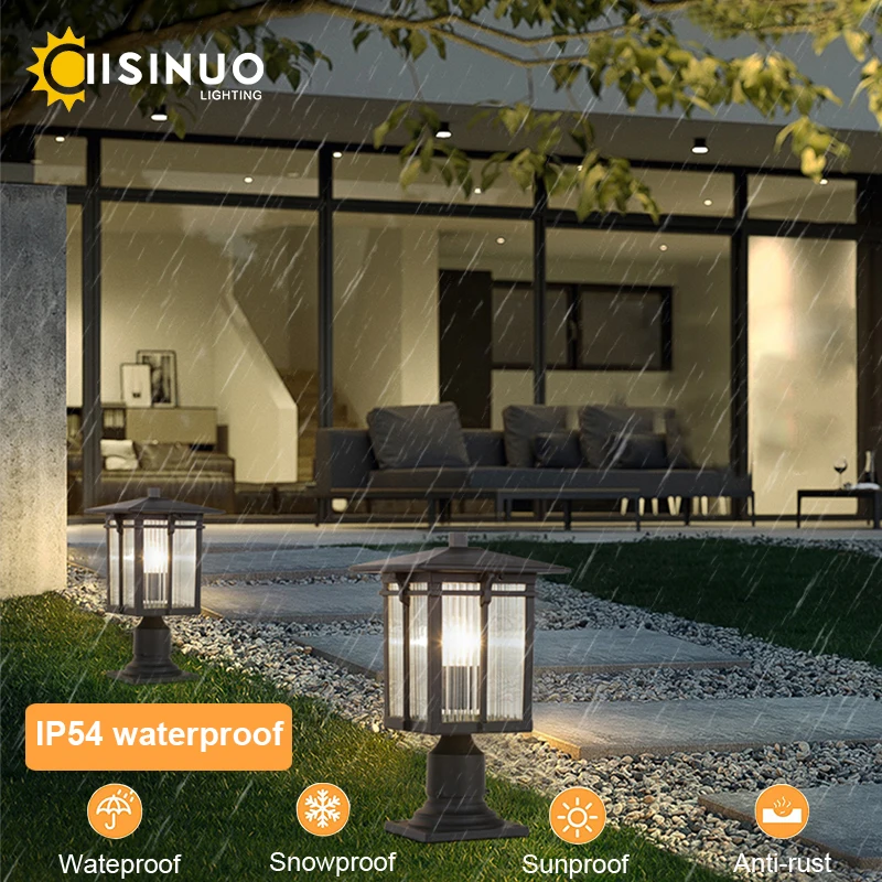 Imagem -03 - Black Aluminum Pillar Light Post Lights com Pier Mount Luminárias Impermeáveis Iluminação de Vedação ao ar Livre Jardim Pátio e Caminho