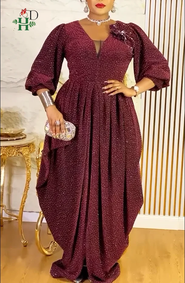 

H&D New Fashion Plus Size African Party Dresses For Women Dashiki Ankara Wedding Evening Gown Elegant Turkey Muslim Maxi Dress