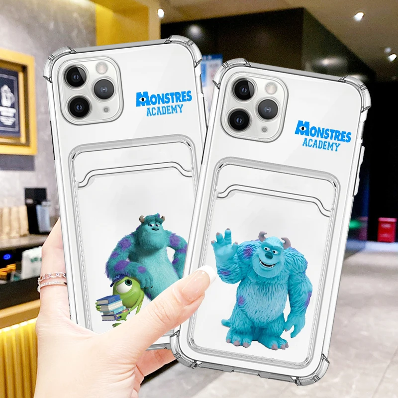 Disney Monsters University For iPhone 15 14 13 12 11 XS XR X 8 7 Pro Max Plus Mini Photo Card Bag Transparent Back Phone Case