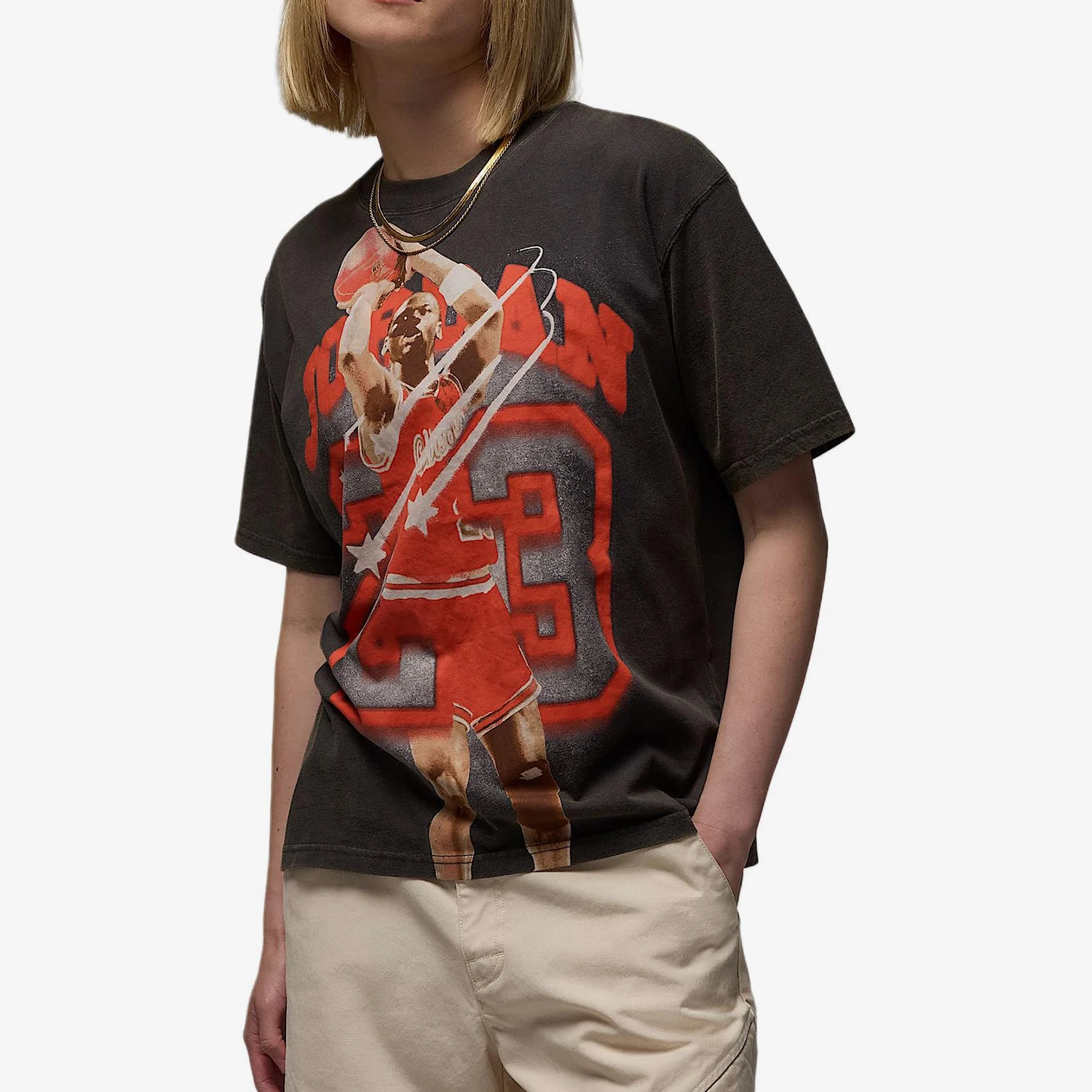 Nike genuine JORDAN women's pattern printed breathable sports short sleeved shirt HJ0140-045