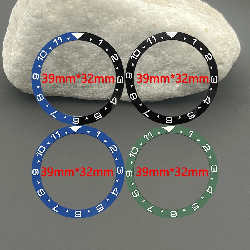 39mmx32mm Flat Ceramic Bezel Insert Fit For SKX6105 6139  Watch Cases NH35 NH36 39*32mm Watch Bezel Ring 12-Hour System