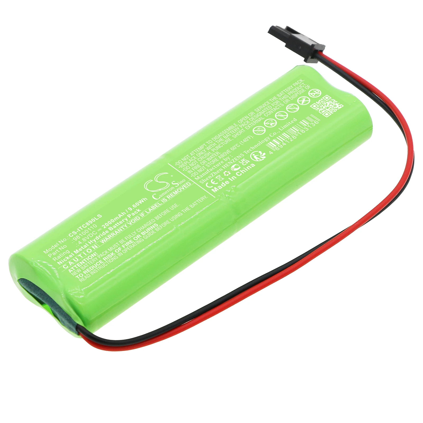 Emergency Lighting Battery For Inotec 890021 98100110 Capacity 2000mAh / 9.60Wh Color Green Type  Ni-MH Volts  4.80V  158g