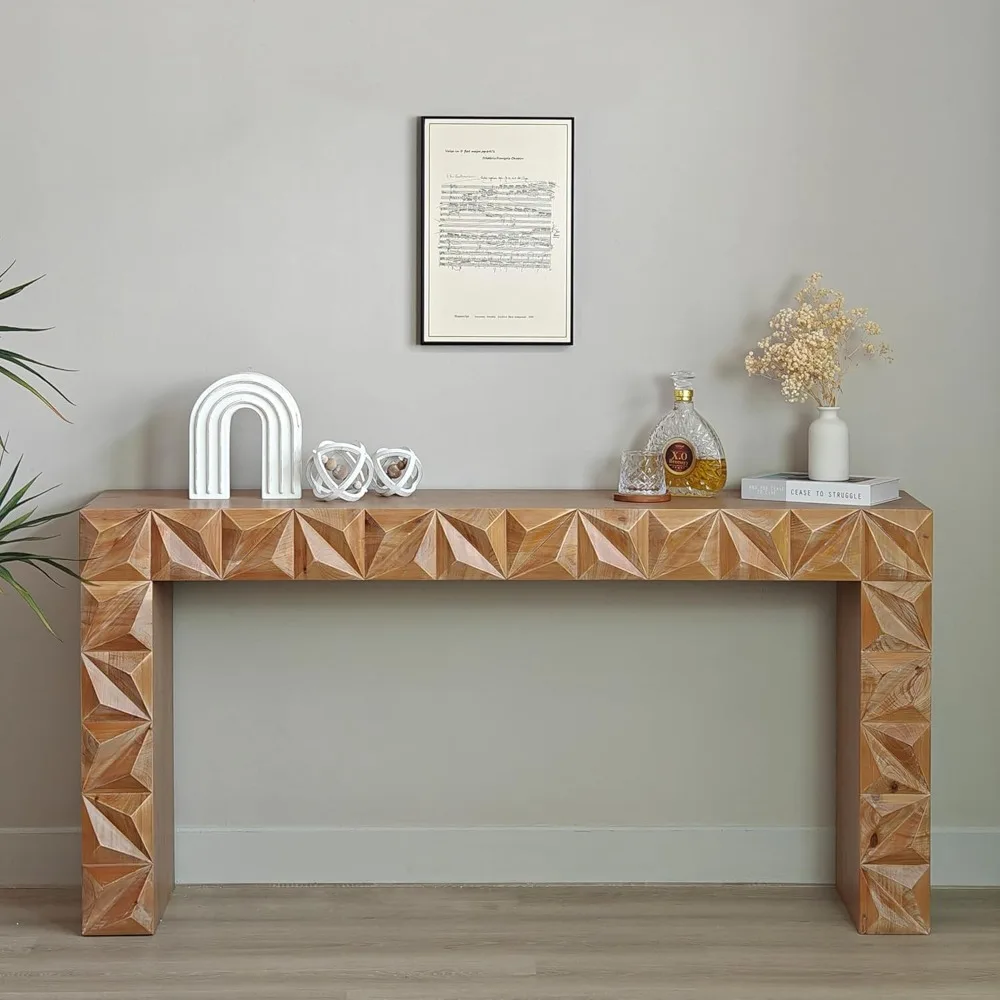 Console Table for Living Room, Long Sofa Table Behind Couch with Handcrafted  Design, Retro Entryway Table for Hallway Foyer