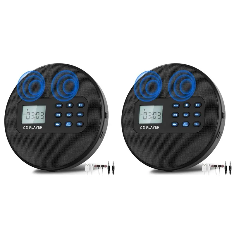 

ABMF-2X CD Player With Speakers:Rechargeable Walkman CD Player,Discman CD Player With Headphones Plays Recorded MP3/CD/USB