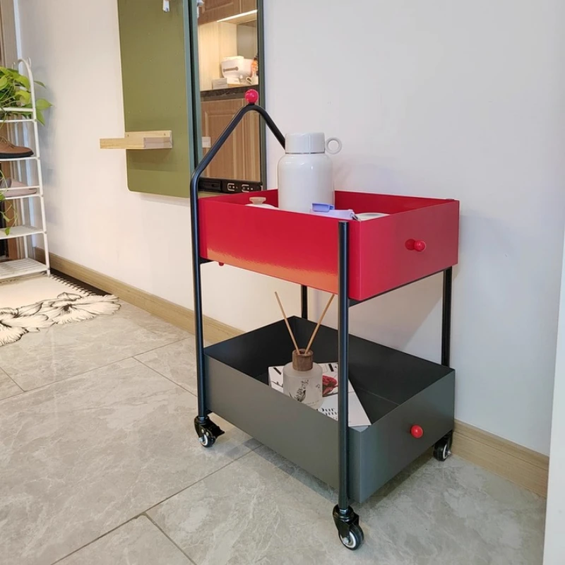 

Двухслойный мобильный торцевой столик с колесами, художественная боковая консоль, железная современная мебель для спальни, гостиная, органайзер для закусок, стойка