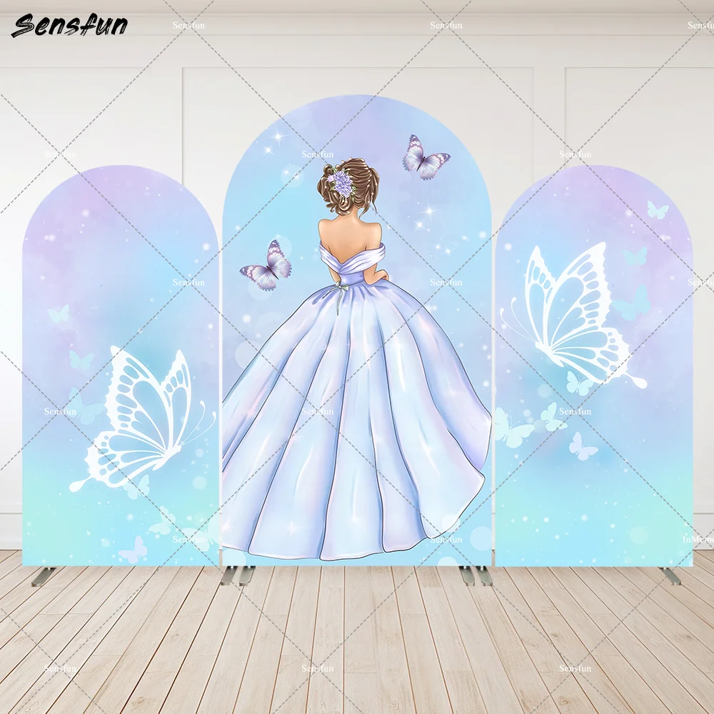 

Фон для арки Quinceañera Mis Quince 15, аксессуары для украшения дня рождения, цветочная бабочка, свадебная арочная стена