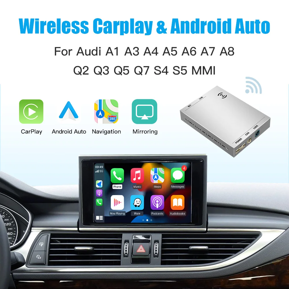 CARABC Wireless Apple CarPlay Suitable For Audi A1 A3  A4 A5 A6 A8 Q2 Q3 Q5 Q7 MMI Module Android Auto Mirror Reverse Camera