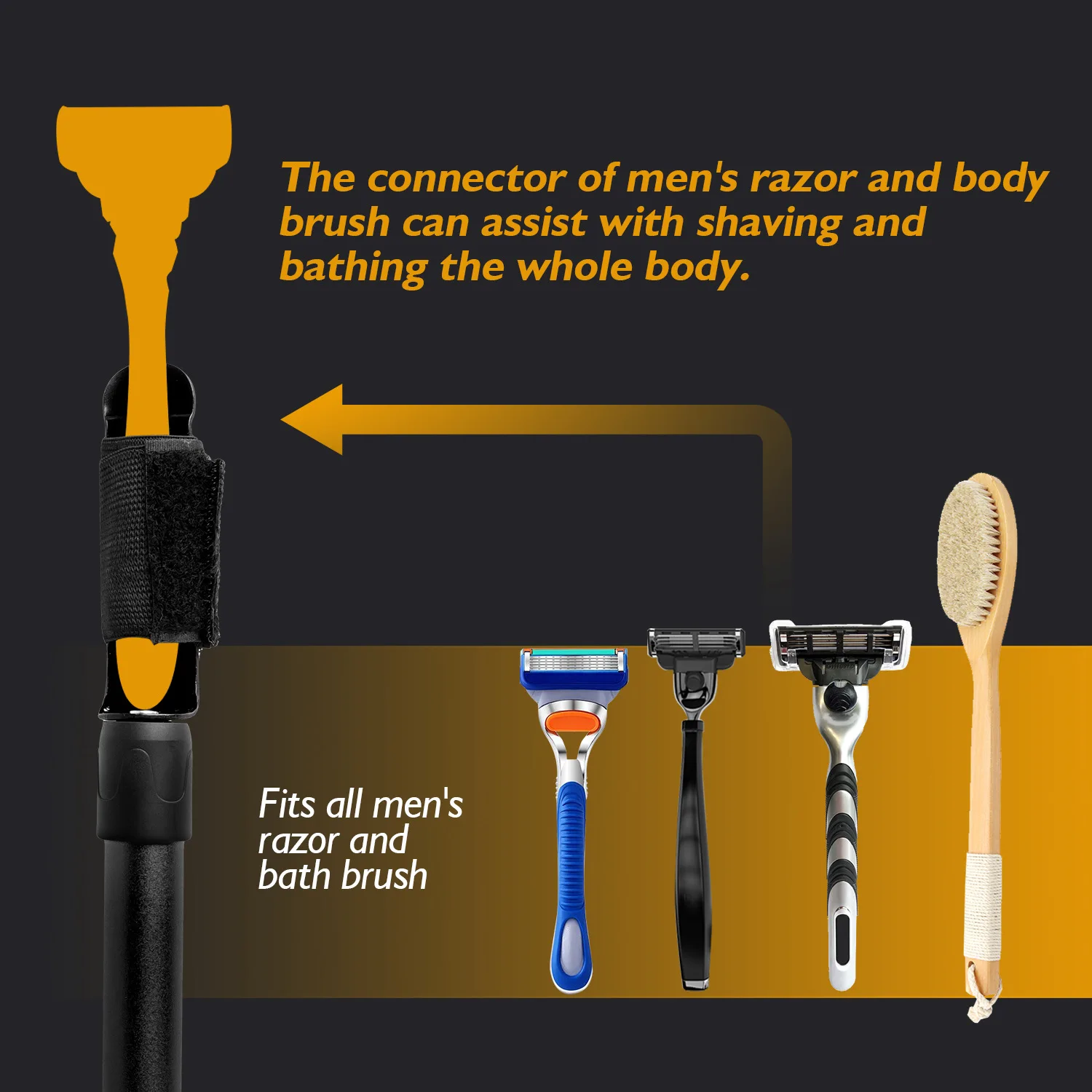 Back shaver auxiliary handle back shaver handle Shaving growth handles Back shaving assist longer bath brush longer handle