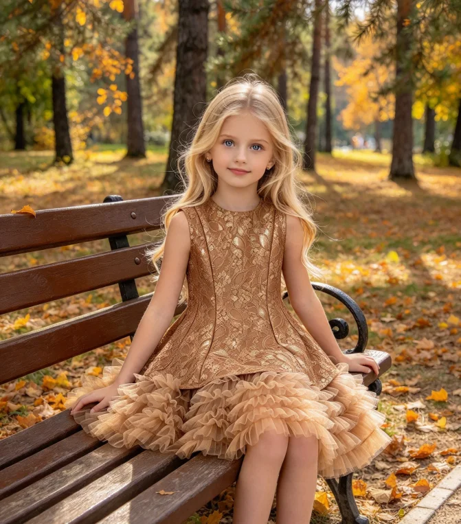 Girls Puff Princess Dress 2026 Spring Summer New Girls Autumn Sleeveless Lace Princess Dress Mesh Patchwork Dress
