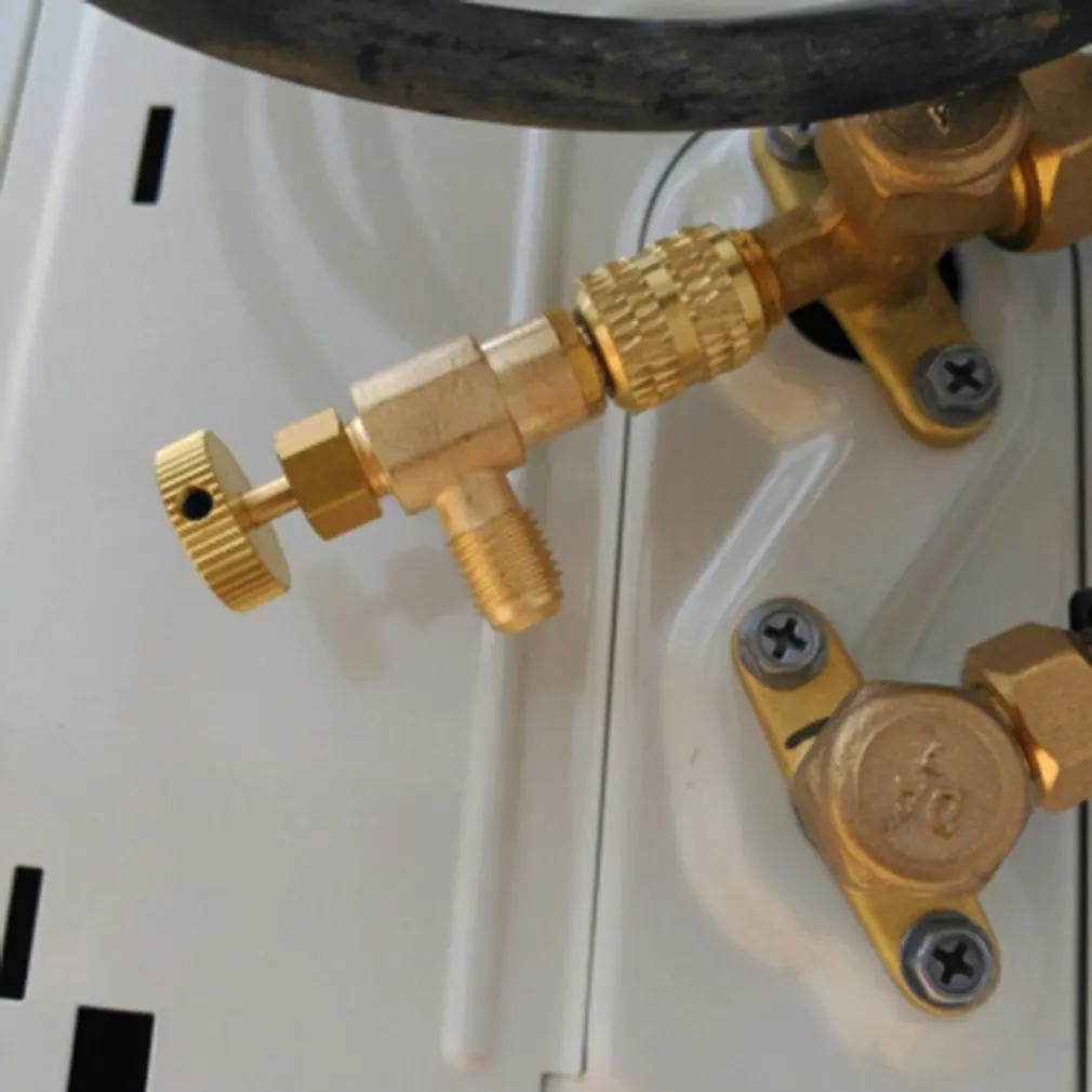 2Pcs Koeling Opladen Airconditioning Adapter Voor R410A R22 1/4 "Vloeibare Veiligheid Valve Slang R22 Koper Adapter