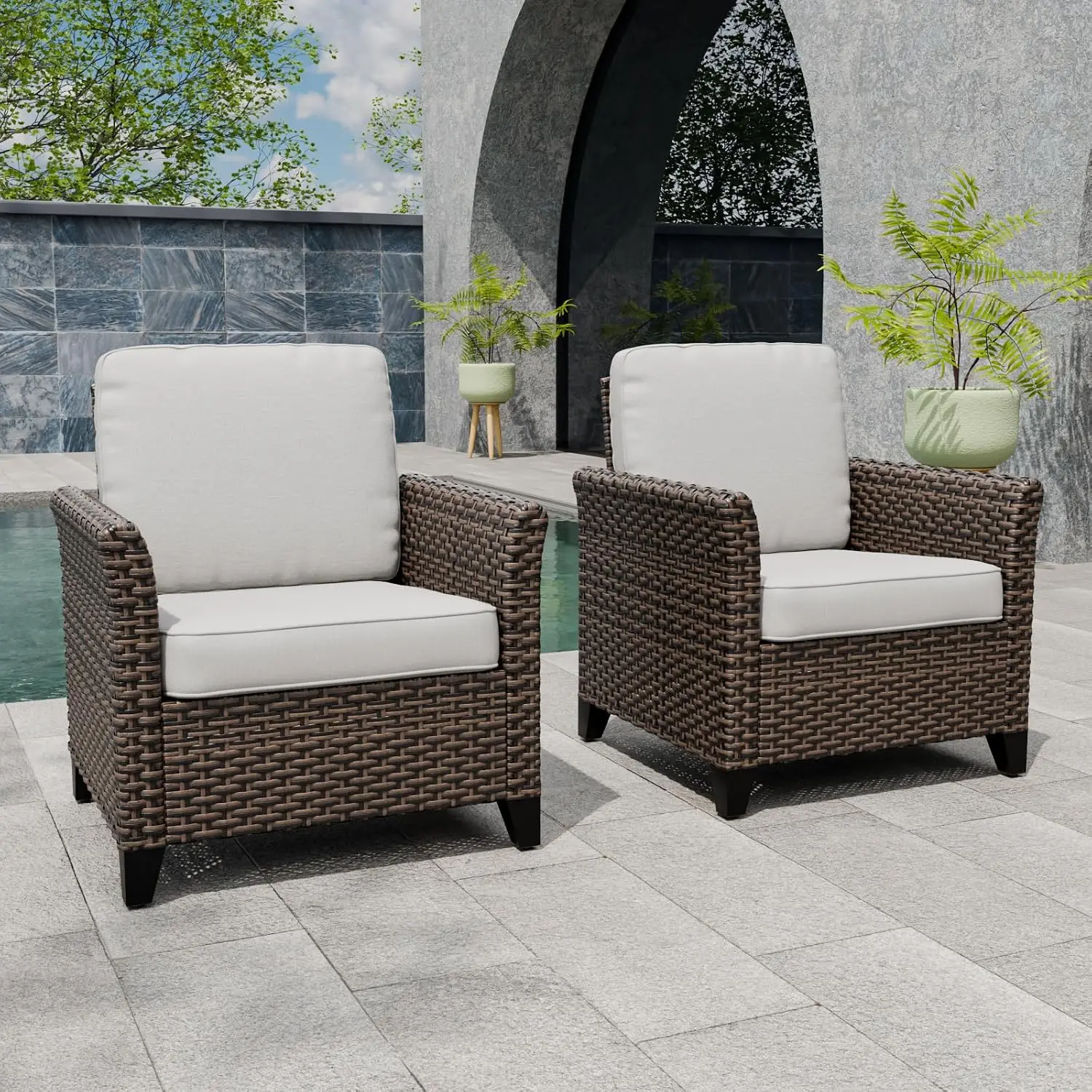 Wicker Patio Chairs with 4
