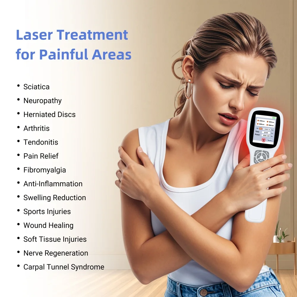 ZJZK Portable 2500mW Cold Laser Therapy Infrared Laser Physical Therapy 808/905nm 980nm for Humans Elbow Knee Soft Tissue Injury