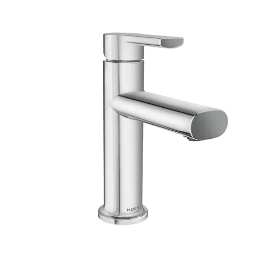 

Modern bathroom sink faucet for single-hole installation chrome finish durable brass construction includes optional deckplate a