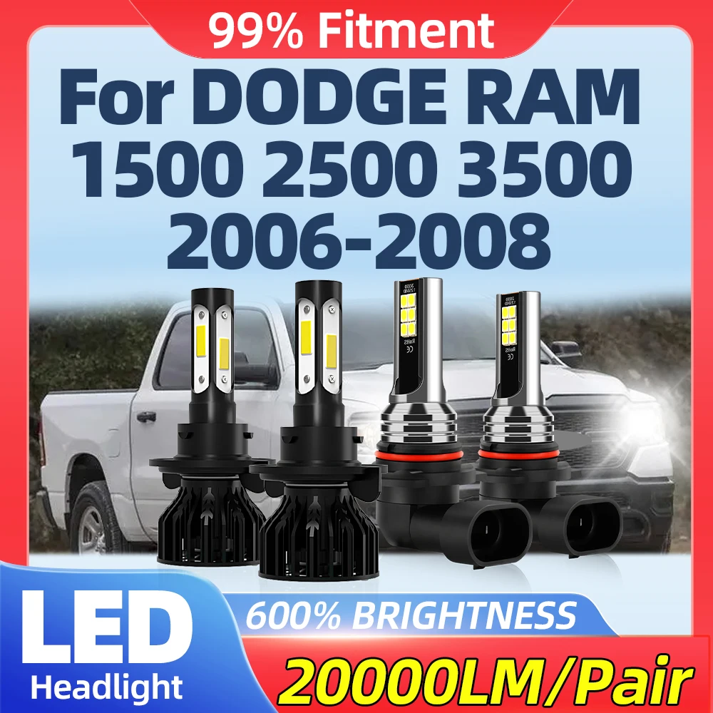 LED Car Headlight Bulbs 40000LM Turbo Auto Head Lamp 6000K White 12V Plug And Play For DODGE RAM 1500 2500 3500 2006 2007 2008