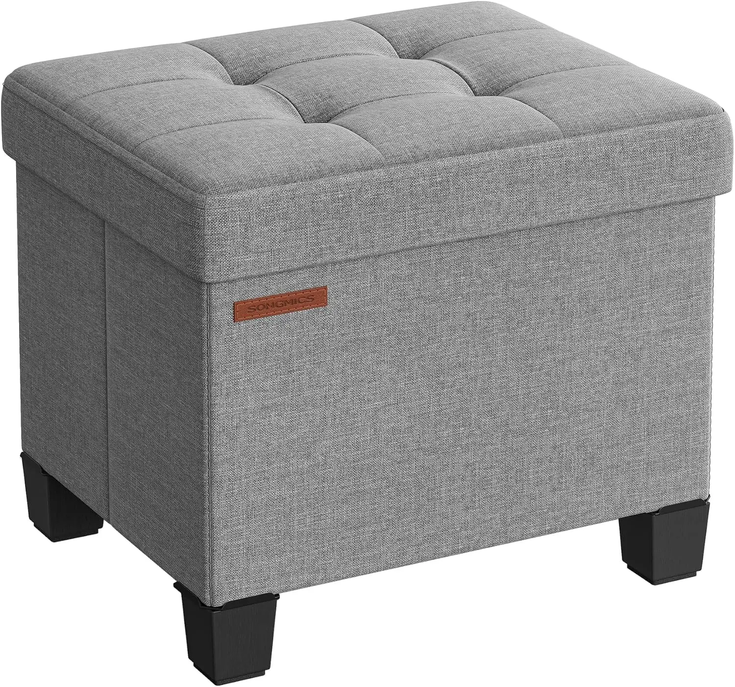 

SONGMICS Storage Ottoman, Small Ottoman Foot Rest with Legs, 12.6 x 15.8 x 13.2 Inches Foot Stool, Ottoman with Storage, Load up