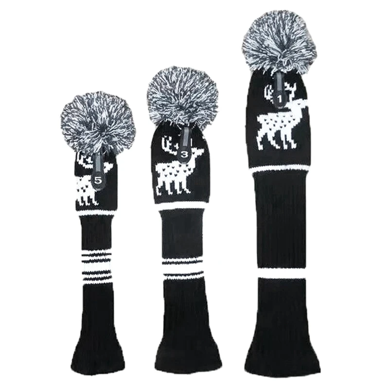 Golf Clubs 3 Pcs/Set Knitted Hybrid UT Driver Fairway Wood Golf Head Covers 1 3 5 Wood Headcover