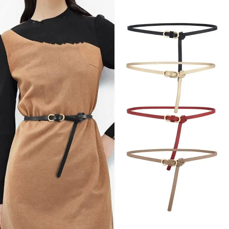 

New Women's Fashionable Thin Buckle Belt Women Pu Leather Waistband Pin Buckle Adjustable Belts Summer Dress Jeans Strap