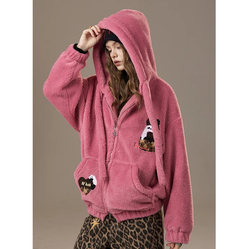 ELFSACK 2025 شتاء الوافدين الجدد عادية لطيف التطريز أفخم مقنعين سترة منتفخة للمرأة #5