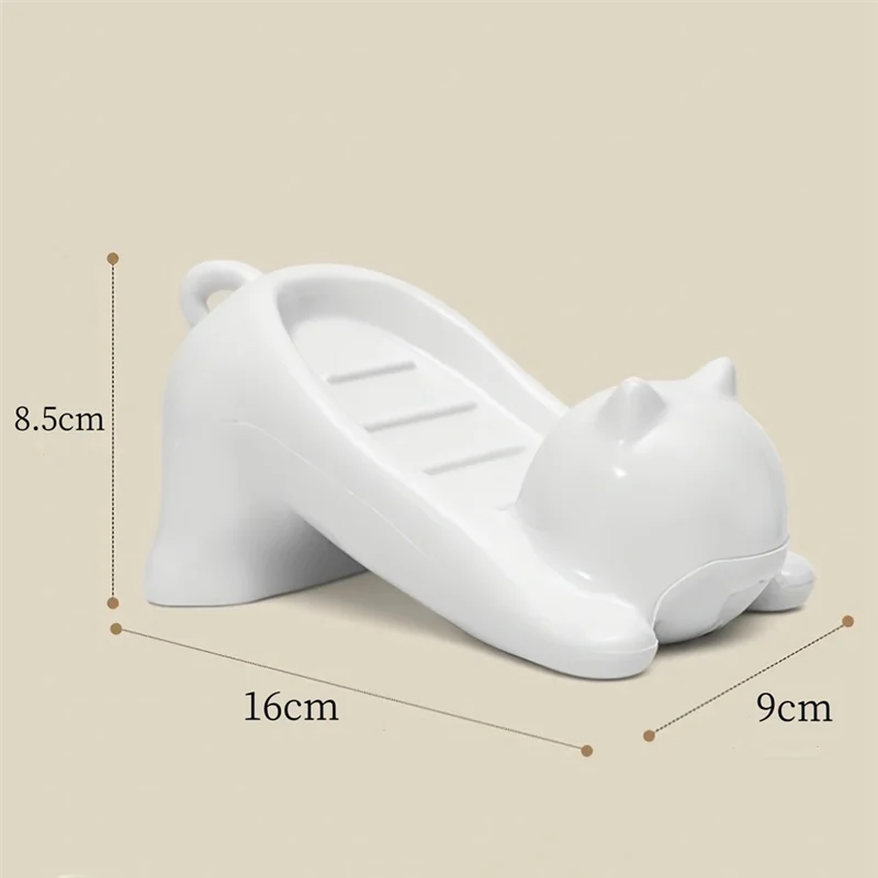 ABDJ-لطيف الكرتون القط صندوق الصابون البلاستيك استنزاف حامل ديكور تخزين الرف اكسسوارات الحمام المنزلية