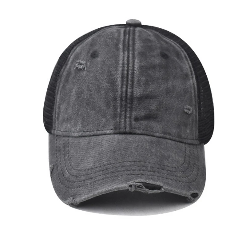 12 Colors Mesh Summer Cap for Women Ripped Cotton Sun Hats Vintage Distressed Baseball Cap for Men Hats