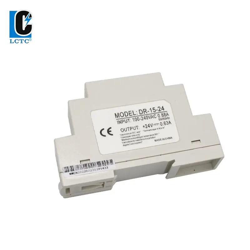 15W 5V 12V 15V 24V tensione di uscita serie DR-15 0.63A 1A 1.25A 2.4A tipo di guida trasformatore di alimentazione a commutazione di piccolo Volume