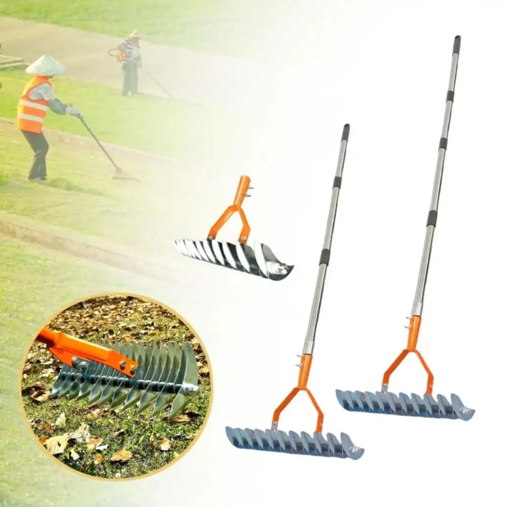 

Stainless Steel Detachable Lawn Thatch Rake Durable Versatile Garden Leaf Rake Removable Combs Turf Couch Grass Rake Farmland