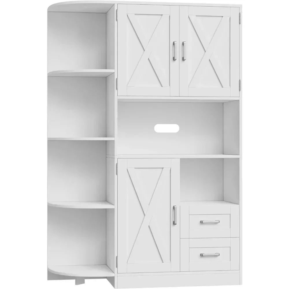 # Heißer 60,4" Küchenschrank, freistehende Küchenregale mit Türen und Regalen, Esszimmer-Sideboard mit Mikrowellenregal,